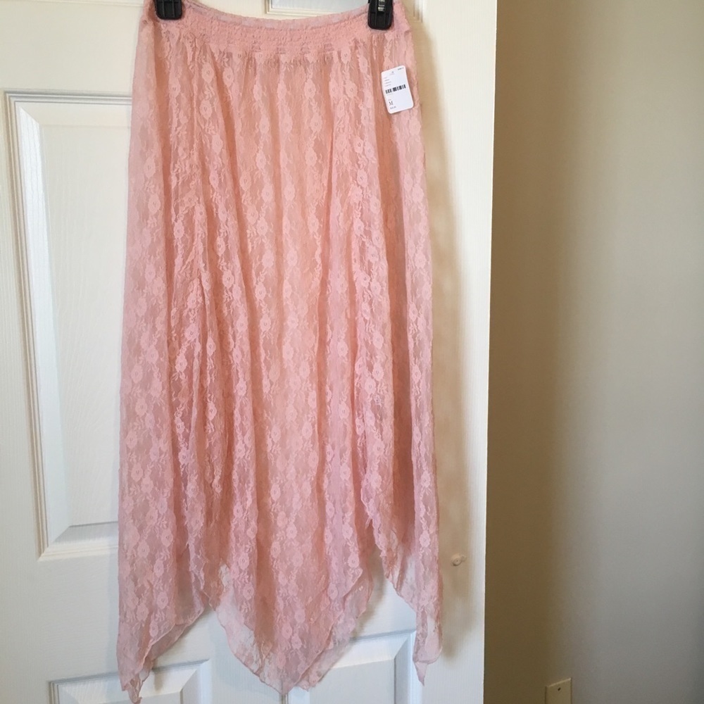 LACE Balletcore NWT Free People Pink Lace Electric Feels Skirt festival wear
